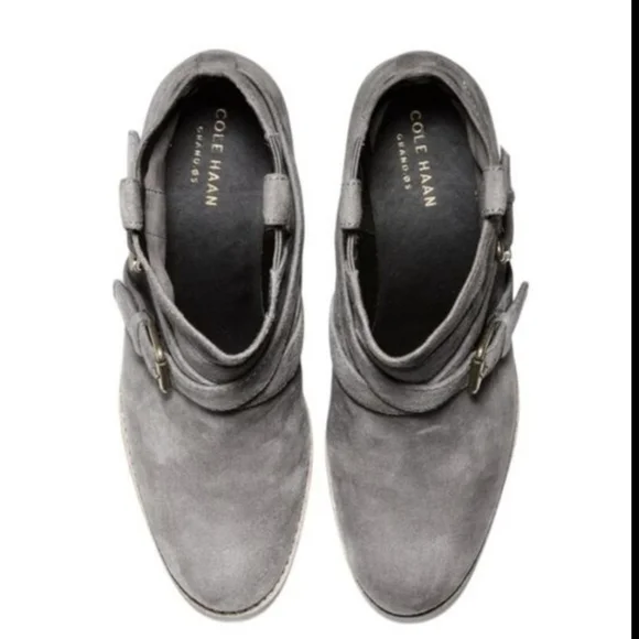 Cole Haan | Size 8B (Medium) | Stormcloud Suede Buckle Ankle Booties | NIB - Picture 7 of 16